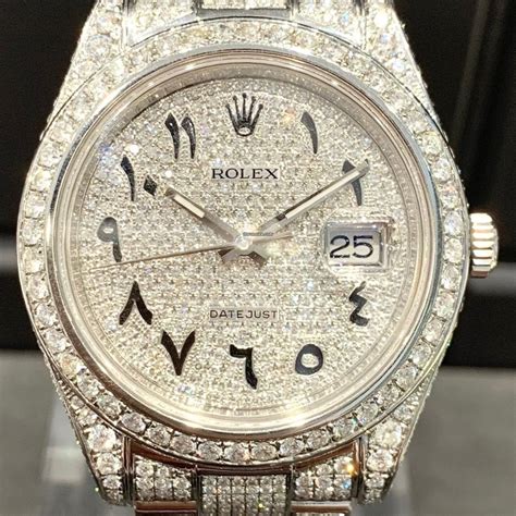 fake rolex ice out|iced out rolex arabic dial.